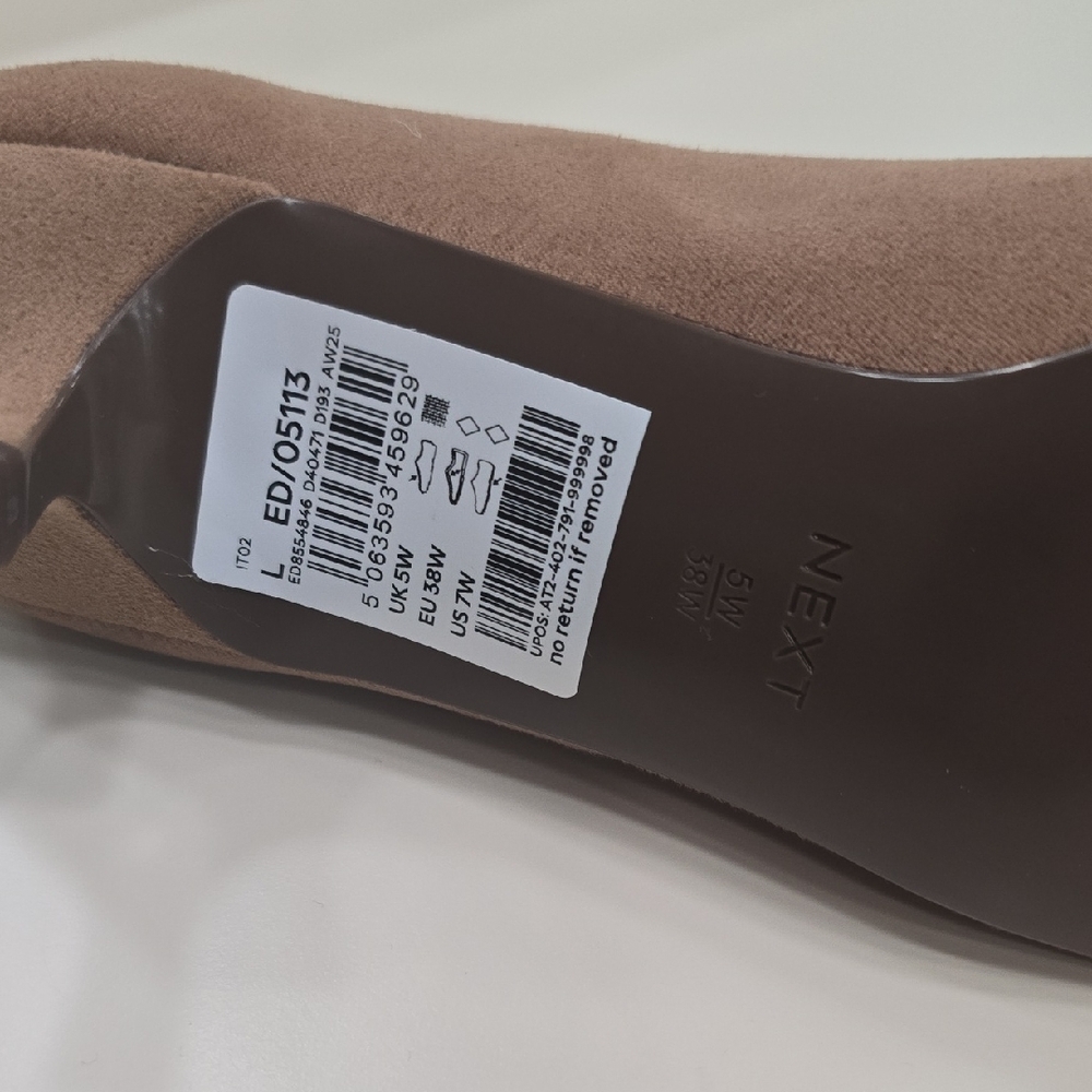 Next Forever Comfort Taupe Standart/wide Point Toe Lown Kitten Heel Shoes, 7 - Picture 4 of 15